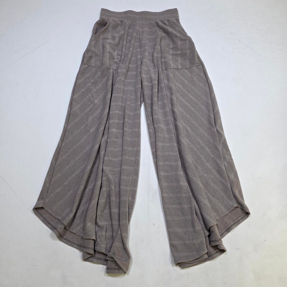 Bucketlist Palazzo Pants Womens Small Taupe Wide Leg Knit P5537A Flowy Boho